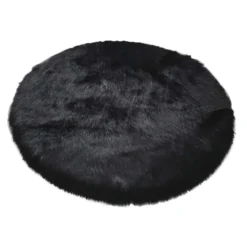 Runde Flauschige Teppich Flauschige Langflor Shaggy Teppich Hochflor Läufer Wohnzimmer (Schwarz) -Vidaxlko Verkaufe 878a96a64cc73f2c80eb6740ca944690