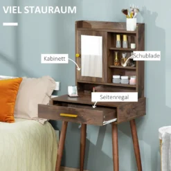 HOMCOM Schminktisch Frisiertisch Modern Kosmetiktisch Mit Spiegel Schublade Schlafzimmer Spanplatte Walnuss 60 X 45 X 134 Cm -Vidaxlko Verkaufe 87a5d466109cd67aa13ceaa06933c65f