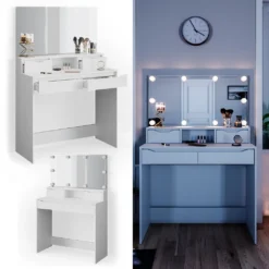 Vicco Schminktisch + LED Ruben Weiß 100 X 150 X 42 Cm Holzwerkstoff