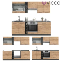 Vicco Küchenzeile Fame-Line Anthrazit Goldkraft 235 Cm Holzwerkstoff -Vidaxlko Verkaufe 892f10267a007162d7eff7f5669e3d51
