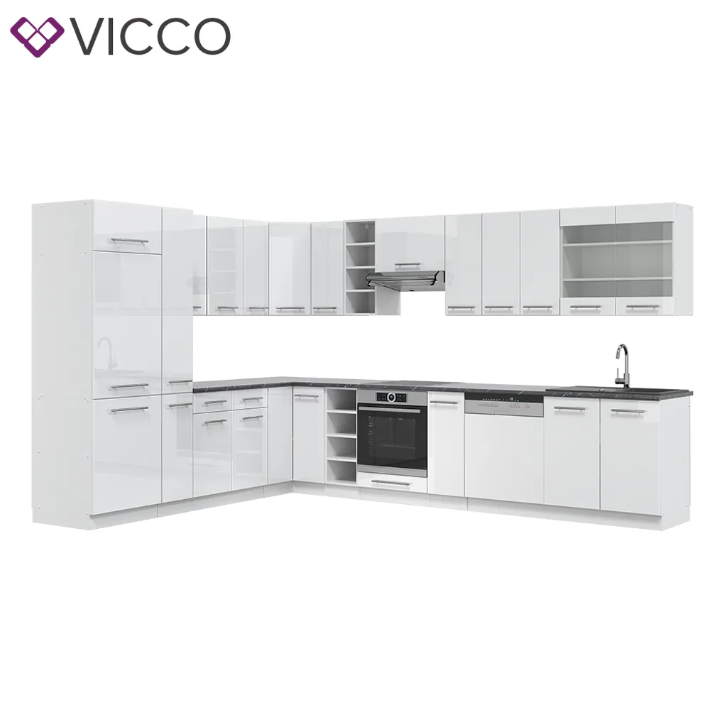 Vicco Eckküchenzeile Fame-Line Weiß Hochglanz 257 X 347 Cm Holzwerkstoff 2 Vicco Eckküchenzeile Fame-Line Weiß Hochglanz 257 X 347 Cm Holzwerkstoff – Bild 2