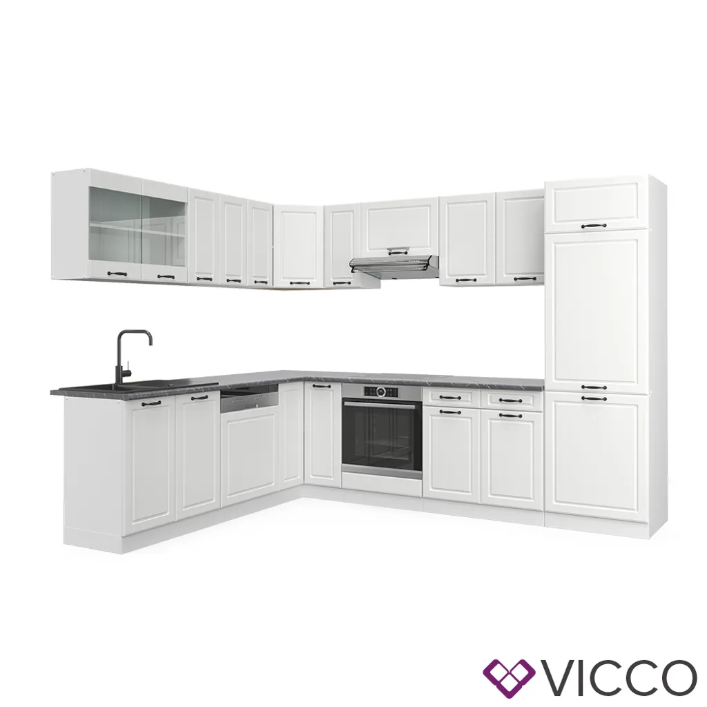 Vicco Eckküchenzeile R-Line Weiß Landhaus 227 X 287 Cm Holzwerkstoff 2 Vicco Eckküchenzeile R-Line Weiß Landhaus 227 X 287 Cm Holzwerkstoff – Bild 2