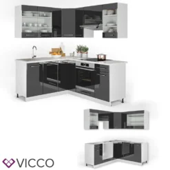 Vicco Eckküchenzeile Fame-Line Weiß Anthrazit Hochglanz 160,5 X 190 Cm Holzwerkstoff -Vidaxlko Verkaufe 8a92d771870087cc78d123acd4d9c8a1