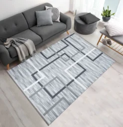 Teppia Teppich Waschbar Rutschfest Küchenteppich Grau Wohnzimmerteppich Eco-1716: Grau / 180x280