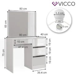 Vicco Schminktisch + Spiegel + LED Sherry Weiß Hochglanz 90 X 75 X 40 Cm Holzwerkstoff 11 Vicco Schminktisch + Spiegel + LED Sherry Weiß Hochglanz 90 X 75 X 40 Cm Holzwerkstoff -Vidaxlko Verkaufe 8b40665e0786671510f201f7fa439cff