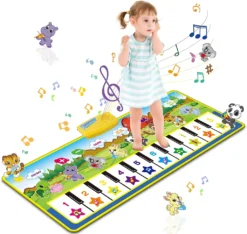 Kinder Klaviermatte, Baby Musikmatte Spielzeug Ab 1 Jahr, Musik Tanzmatte Mit 10 Klaviertasten, Lernspielzeug Geschenke Für Jungen Mädchen Kleinkinder (100 X 36 Cm)