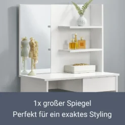 Juskys Schminktisch Jenna – Eleganter Kosmetiktisch 75 X 40 X 135 Cm In Weiß – Moderner Frisiertisch Aus Holz Mit Spiegel, Schublade & 2 Ablagefächern 8 Juskys Schminktisch Jenna – Eleganter Kosmetiktisch 75 X 40 X 135 Cm In Weiß – Moderner Frisiertisch Aus Holz Mit Spiegel, Schublade & 2 Ablagefächern -Vidaxlko Verkaufe 8e640148d6fb2112d9a5ad0bc3eb55b8