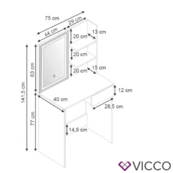 Vicco Schminktisch Dekos + LED Spiegel Weiß 75 X 141 X 40 Cm Holzwerkstoff 10 Vicco Schminktisch Dekos + LED Spiegel Weiß 75 X 141 X 40 Cm Holzwerkstoff -Vidaxlko Verkaufe 8edf9f91f2942ffe5fbfb273bbbafa01