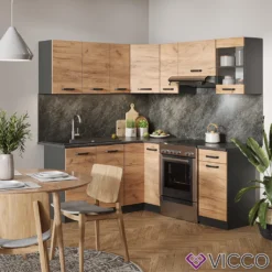 Vicco Eckküchenzeile + Arbeitsplatten R-Line Anthrazit Goldkraft 187 X 167 Cm Holzwerkstoff -Vidaxlko Verkaufe 8efd78be8bfd47bec83ea775b417a052