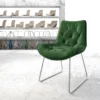 DELIFE Esszimmerstuhl Taimi-Flex Samt Grün Kufengestell Edelstahl