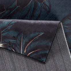 Mynes Home Küchenteppich Waschbar Küchenläufer Rutschfest Teppich Läufer Blau Schwarze Blume-50x180 Cm -Vidaxlko Verkaufe 91cb107bfbd143b86128af77155e1fdd