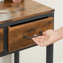 VASAGLE Schminktisch, Frisiertisch Mit 3-teiligem Klappspiegel Kosmetiktisch Mit Gepolstertem Hocker, 3 Schubladen Vintagebraun-schwarz RVT004B01 -Vidaxlko Verkaufe 9304d040771990ef3f1ba2bda8e58ad6