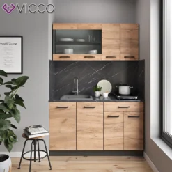 Vicco Küchenzeile R-Line Anthrazit Goldkraft 140 Cm Holzwerkstoff -Vidaxlko Verkaufe 935c907ef913cc6d84f4df96d61412a2