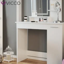 Vicco Schminktisch + LED Spiegel Julia Weiß 90 X 137,5 X 38 Cm Holzwerkstoff -Vidaxlko Verkaufe 93e26da0ac6c04b4b97501ecfadf75da