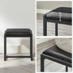 VASAGLE Schminktisch, Frisiertisch Mit 3-teiligem Klappspiegel Kosmetiktisch Mit Gepolstertem Hocker, 3 Schubladen Vintagebraun-schwarz RVT004B01 -Vidaxlko Verkaufe 94a27072817a2f402f605cce06634cc4