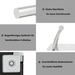 Barberpub Edelstahl Fußstütze Professional Friseurfußstütze, Mobile Fußpedal Fußauflage, Foot Rest Fußablage Friseurstuhl Salonausstattung, FT001S, Silber -Vidaxlko Verkaufe 94d026714f0f37982edcfec927296f97