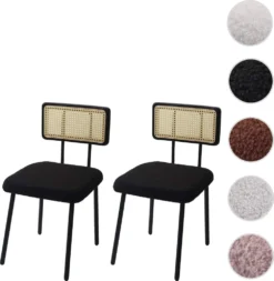2er-Set Esszimmerstuhl HWC-K88, Lehnstuhl Stuhl, Holz Poly-Rattan Metall Bouclé Stoff/Textil Schwarz -Vidaxlko Verkaufe 96027a8727c29518846a853b072e40d1