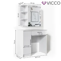 Vicco Schminktisch Fynnia Frisiertisch Kommode Frisierkommode Spiegel Weiß Inklusive Hocker Und LED-Lichterkette -Vidaxlko Verkaufe 96debdce8e1965504026861a61420727