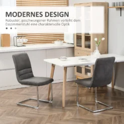 HOMCOM Esszimmerstuhl 2er Set Akzentstuhl Küchenstühle Polsterstuhl Wohnzimmerstuhl Aus Mikrofaser-Stoff Für Esszimmer Retrodesign Stahl Grau 42 X 64 X 90 Cm 10 HOMCOM Esszimmerstuhl 2er Set Akzentstuhl Küchenstühle Polsterstuhl Wohnzimmerstuhl Aus Mikrofaser-Stoff Für Esszimmer Retrodesign Stahl Grau 42 X 64 X 90 Cm -Vidaxlko Verkaufe 9b52e164ee708b5d2b5d00ab12d3a10f