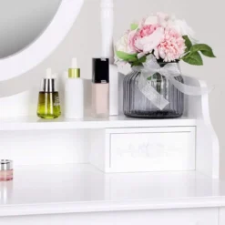 Italform Schminktisch Mit Hocker Und Drehbaren Spiegel Weiß 4 Schubladen 75 X 147 X 40cm -Vidaxlko Verkaufe 9c9662ca8b7a02f341dc93d5aa8bd6f7