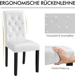 Yaheetech Esszimmerstühle 2er Set Küchenstuhl Polsterstuhl Mit Hoher Rückenlehne, Beine Aus Massivholz, Gepolsterte Sitzfläche Aus Kunstleder Weiß -Vidaxlko Verkaufe 9c991e37123cfbf3e779792720edda8e
