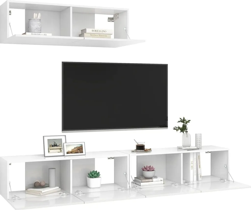VidaXL TV-Schränke 3 Stk. Hochglanz-Weiß Holzwerkstoff 3 VidaXL TV-Schränke 3 Stk. Hochglanz-Weiß Holzwerkstoff – Bild 3