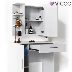 Vicco Schminktisch + Spiegelschrank + Hocker Fynnia Weiß 80,2 X 74 X 44,3 Cm Holzwerkstoff -Vidaxlko Verkaufe 9d6a3b9e676138903341f0a9d09df863 1