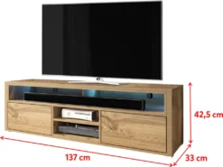 Selsey TV-Lowboard LAKSA - Fernsehschrank In Wotan Eiche Mit LED-Beleuchtung, 137 Cm Breit -Vidaxlko Verkaufe 9dad614cc28132bb1063c3f4c16951d6