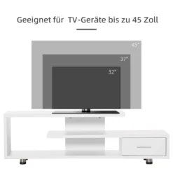 HOMCOM TV-Lowboard Fernsehschrank TV Schrank Mit Modernem Design Fernsehtisch Sideboard Mit Schublade Und Offene Regal Bis Zu 45 Zoll Weiß 135 X 35 X 41,7 Cm 13 HOMCOM TV-Lowboard Fernsehschrank TV Schrank Mit Modernem Design Fernsehtisch Sideboard Mit Schublade Und Offene Regal Bis Zu 45 Zoll Weiß 135 X 35 X 41,7 Cm -Vidaxlko Verkaufe 9de30a4bf5f9ccebfad8bc3d860b5c3b