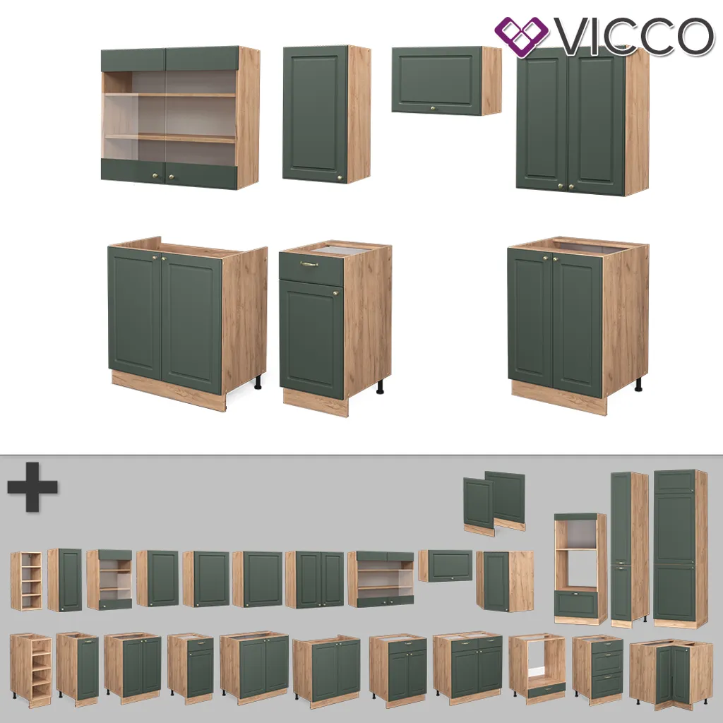 Vicco Küchenzeile Fame-Line Goldkraft Grün-Gold Landhaus 240 Cm Holzwerkstoff 6 Vicco Küchenzeile Fame-Line Goldkraft Grün-Gold Landhaus 240 Cm Holzwerkstoff – Bild 6