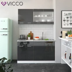 Vicco Küchenzeile + Arbeitsplatten R-Line Weiß Anthrazit Hochglanz 140 Cm Holzwerkstoff 10 Vicco Küchenzeile + Arbeitsplatten R-Line Weiß Anthrazit Hochglanz 140 Cm Holzwerkstoff -Vidaxlko Verkaufe 9e4c13caccc50bcaec98f7d49bc433e4