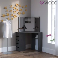 Vicco Eckschminktisch Arielle Schwarz 110 X 141,5 X 54 Cm Holzwerkstoff -Vidaxlko Verkaufe 9efa9dba59594d6339652dcd942d6cd0