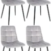 CLP 4er Set Esszimmerstühle Antibes Gesteppt, Farbe:grau