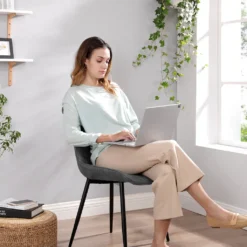 SONGMICS 2er Set Esszimmerstühle Küchenstuhl Polsterstuhl Mit Metallbeinen Esszimmerstuhl Küche Esszimmer Kunstlederbezug Bis 110 Kg Belastbar Grau LDC090G01 -Vidaxlko Verkaufe a0a87a42b19f596191a08df411845710