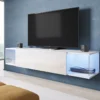 Mirjan24 Hänge TV-Lowboard Vigo Sky, TV-Schrank Vom Hersteller, Stilvoll RTV (Weiß / Weiß Hochglanz, Mit Blauer Beleuchtung)