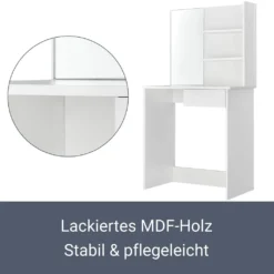 Juskys Schminktisch Jenna – Eleganter Kosmetiktisch 75 X 40 X 135 Cm In Weiß – Moderner Frisiertisch Aus Holz Mit Spiegel, Schublade & 2 Ablagefächern 7 Juskys Schminktisch Jenna – Eleganter Kosmetiktisch 75 X 40 X 135 Cm In Weiß – Moderner Frisiertisch Aus Holz Mit Spiegel, Schublade & 2 Ablagefächern -Vidaxlko Verkaufe a19f32603795e0383bd03501b967ce29