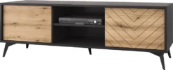 Mirjan24 TV-Lowboard Diamond RTV154, Stilvoll Schrank, Loft TV-Schrank, Wohnzimmer Kollektion (Farbe: Schwarz / Evoke Eiche)