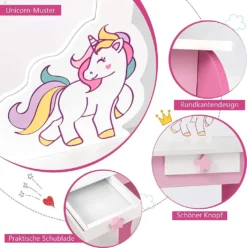 COSTWAY Kinder Schminktisch Mit Hocker, Prinzessin Frisiertisch Mit Schublade Und Abnehmbarer Spiegel, Frisierkommode Rosa, Schminkkommode Für Mädchen Von 3-7 Jahren (Pink) -Vidaxlko Verkaufe a2b5f6cd46879ce650bd16bf41d14af6