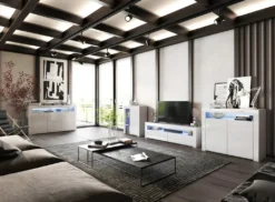 Kommode Hebe - Modern - Funktional - LED Beleuchtung - Lindner Möbel - 152cm X 35cm X 90 Cm, Farbe: Weiß Matt - Weiß Hochglanz -Vidaxlko Verkaufe a3c03d41260b6ba0d08393adaf0165f1