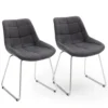 Homica Esszimmerstühle 2er Set Mit Bügelfuß Und Steppnähten, Bezug Anthrazit, Gestell In Edelstahloptik