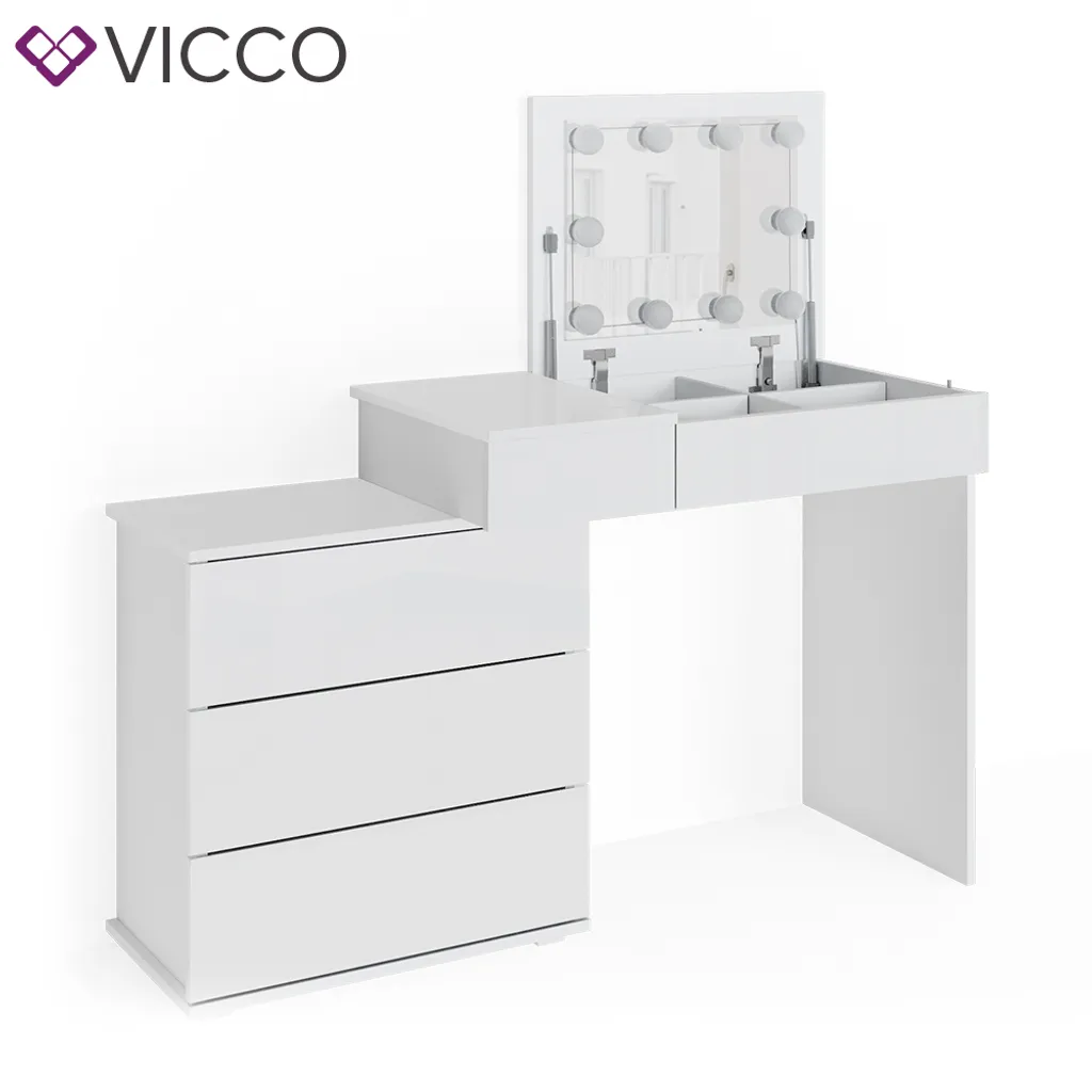 Vicco Schminktisch Frisiertisch Frisierkommode Lotos Weiß Mit LED Beleuchtung 2 Vicco Schminktisch Frisiertisch Frisierkommode Lotos Weiß Mit LED Beleuchtung – Bild 2