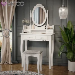 Vicco Schminktisch + Hocker Meghan Weiß 75 X 146,5 X 40 Cm Holzwerkstoff -Vidaxlko Verkaufe a4e4e48ea641951662e49a091e1dbe25