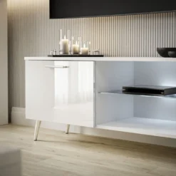 TV-Schrank RTV 100 Hochglanz Mit LED Beleuchtung, Weiß / Weiß Hochglanz -Vidaxlko Verkaufe a514d58776e33cc38be23dcf0a3bbb13