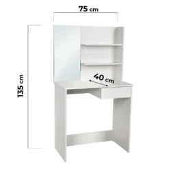 Schminktisch Mit Spiegel - Spiegel 59,5 X 29,5 Cm, Mit Schublade, 2 Ablagefächer, Modern, MDF, Weiß - Frisiertisch, Fris -Vidaxlko Verkaufe a63ac776de23b1d5f4cb94c262811510