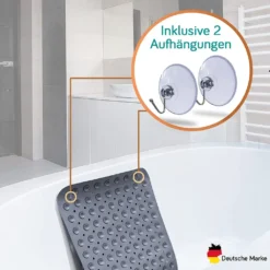 Delluxia Badewannenmatten Rutschfest Für Kinder & Erwachsene I 100x40cm Grau I Antirutsch Badematte BPA Frei, Inkl. Aufhängung I Duschmatte Schimmelresistent & Geruchsfrei -Vidaxlko Verkaufe a6402ddcf2340eaa46ade222c211f30f