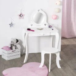 Atmosphera Créateur D'intérieur Schminktisch MDF-Platte Glas Weiß 91 Cm X 71,5 Cm X 51 Cm -Vidaxlko Verkaufe a644b3375705f23e61516d1a2a3bc94d