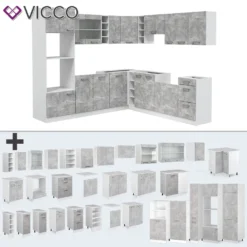 Vicco Eckküchenzeile + Arbeitsplatten R-Line Ecke Weiß Beton 247 X 237 Cm Holzwerkstoff -Vidaxlko Verkaufe a68c5c263a3b83e1638f9db8976f545a
