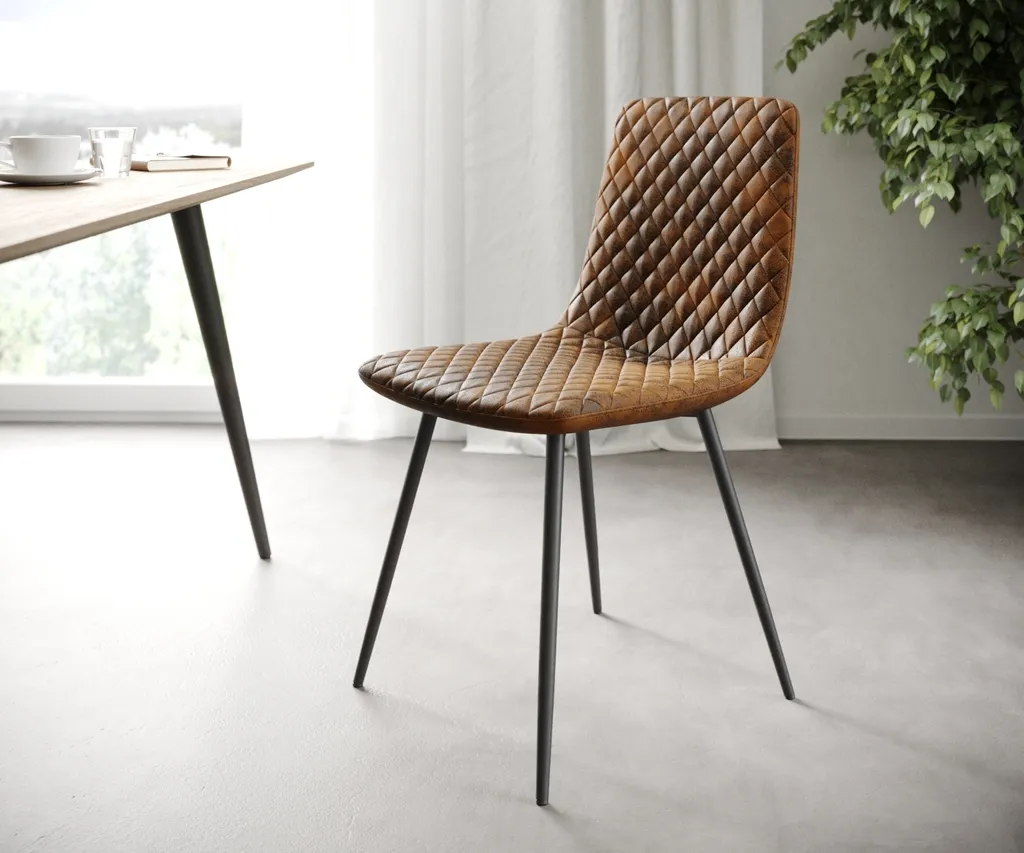 DELIFE 4-er-Set-Esszimmerstuhl Novi-Adesso Braun Vintage 4-Fuß Konisch 1 DELIFE 4-er-Set-Esszimmerstuhl Novi-Adesso Braun Vintage 4-Fuß Konisch