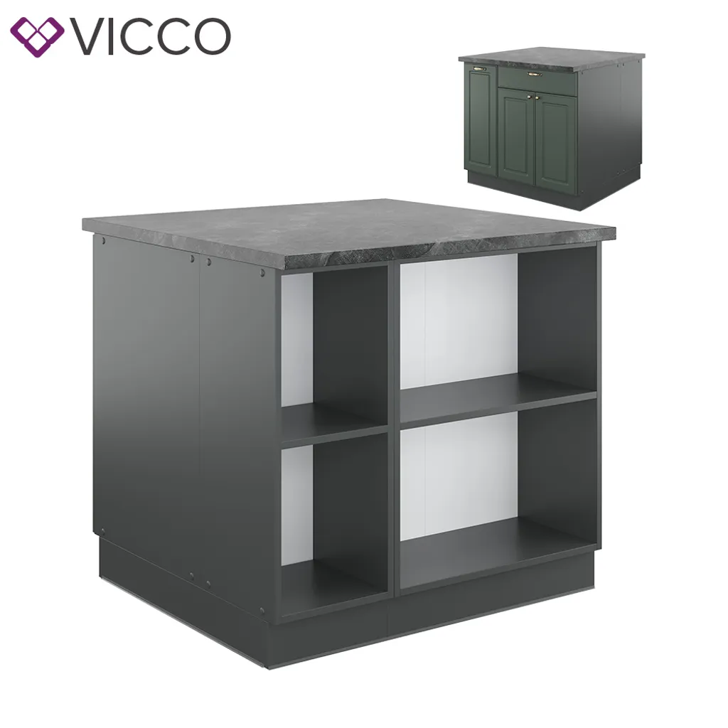 Vicco Kücheninsel Fame-Line Anthrazit-Gold Landhaus 90 Cm Holzwerkstoff 2 Vicco Kücheninsel Fame-Line Anthrazit-Gold Landhaus 90 Cm Holzwerkstoff – Bild 2