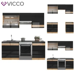 Vicco Küchenzeile Fame-Line Goldkraft Schwarz Druck 200 Cm Holzwerkstoff -Vidaxlko Verkaufe a72a98e02a1e2f9287d6267ff0c8181d